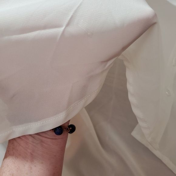 Face to face sheer white button down tunic. SZ XL long sleeves. - Picture 5 of 6